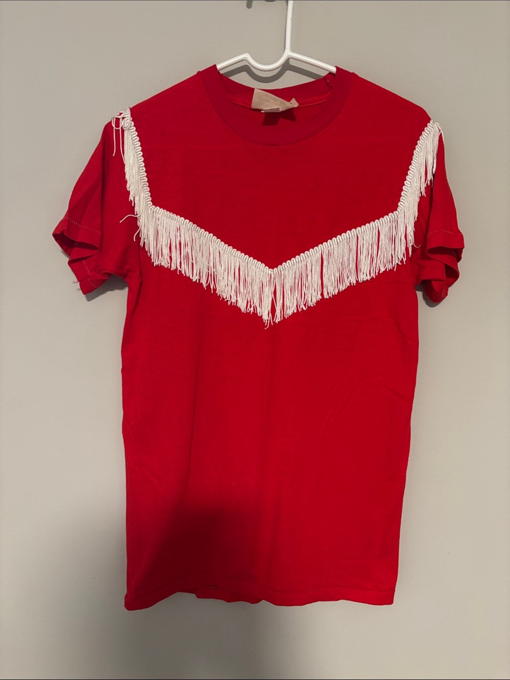 NWOT Vintage The Year of the Cowboy Red Fringed Tshirt size medium